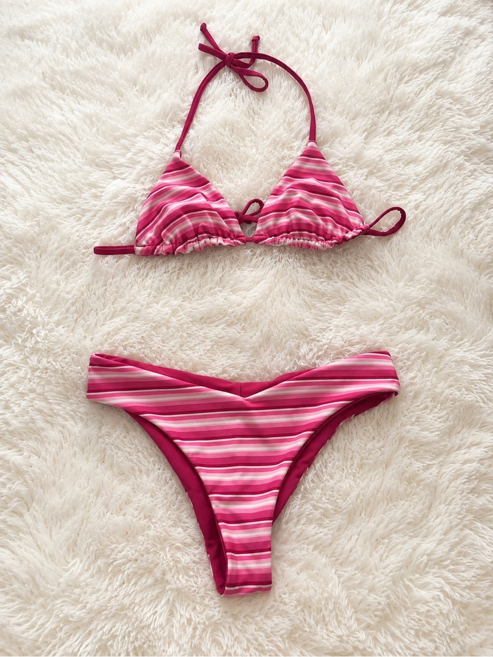 Cotton On Pink Striped Triangle Bikini